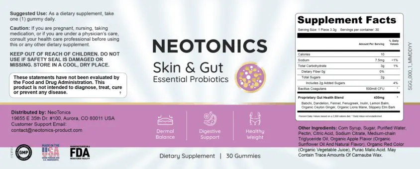 Neotonics Supplement Label